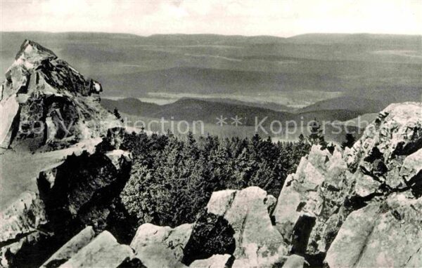 Altenau Harz Panorama Blick von der Wolfswarte Felse
