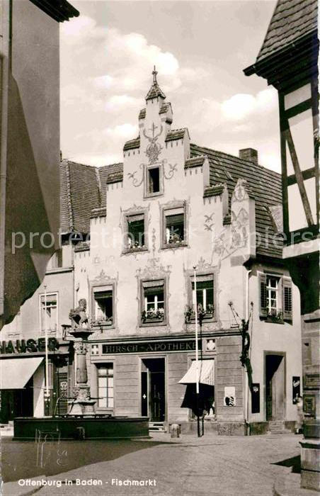 Offenburg Fischmarkt Brunnen Giebelhaus