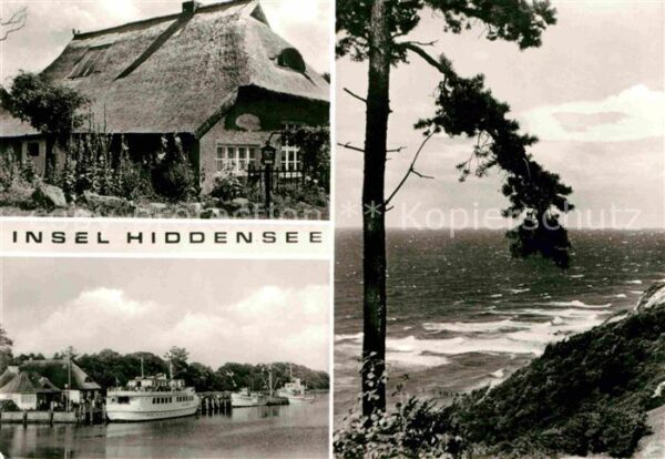 Insel Hiddensee Reetdachhaus Hafen Fähre Küste