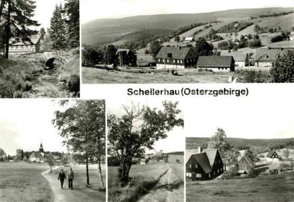 Schellerhau Teilansichten Wandern Bachlauf Brücke