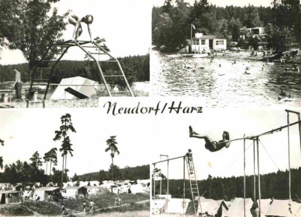 Neudorf Harzgerode Birnbaumteich mit Zeltplatz Kinderspiel