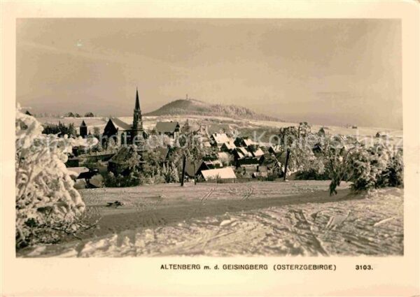 Altenberg Erzgebirge Winterpanorama mit Blick zum Geisingber