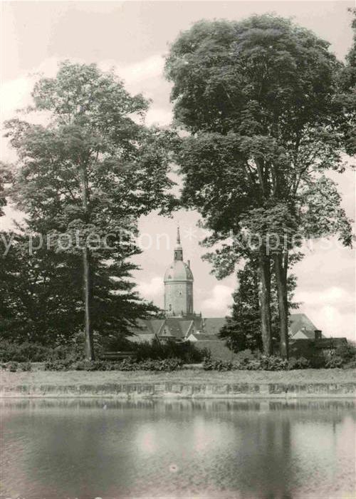 Annaberg-Buchholz Erzgebirge Blick über die Sehma zur Kirche