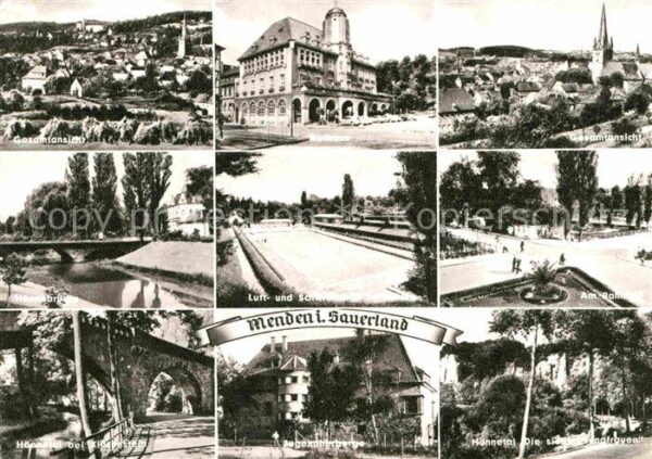 Menden Sauerland Rathaus Bahnhof Schwimmbad Hönnebrücke