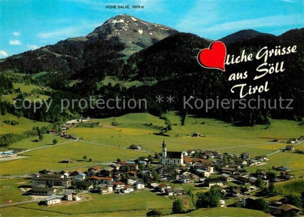 Soell Tirol Gesamtansicht mit Hohe Salve Kitzbühele