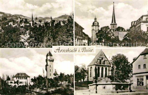 Arnstadt Ilm Teilansichten Turm Kirche Brunnen