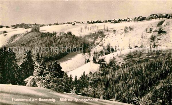 Frauenwald Thueringen Winterpanorama Blick zur Sprungschanze