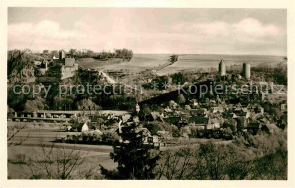 Saaleck mit Rudelsburg und Burg Saaleck Blick v