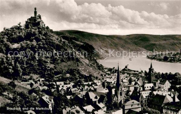Braubach Rhein Blick über die Stadt mit Marksburg