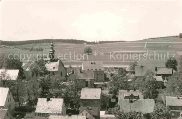Neudorf Erzgebirge Ortsansicht mit Kirche