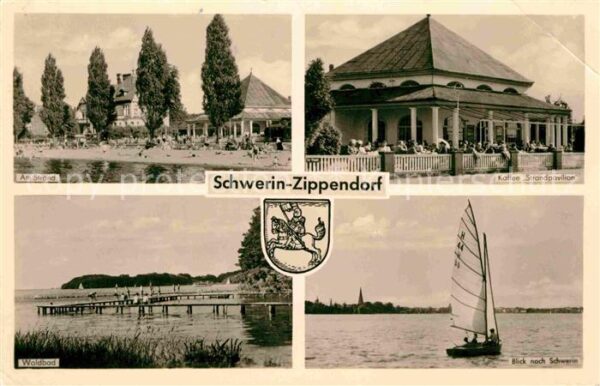 Zippendorf Strand Kaffee Strandpavillon Segelboot