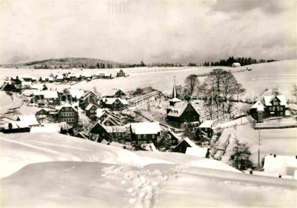 Heubach Thueringen Ortsansicht mit Kirche Winterpanorama
