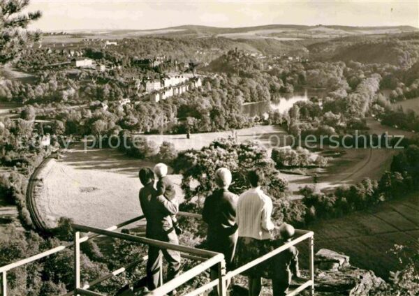 Greiz Thueringen Panorama Blick vom Weissen Kreuz