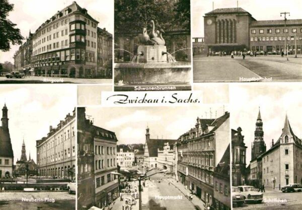 Zwickau Sachsen Ringcafe Schwanenbrunnen Hauptbahnhof S