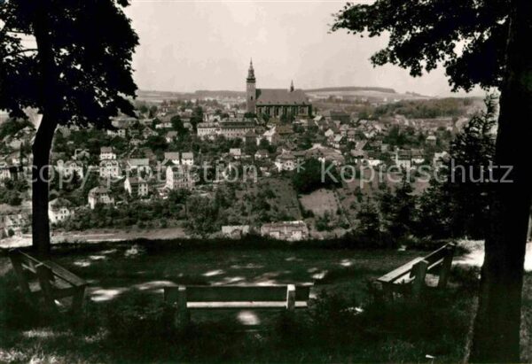 Schneeberg Erzgebirge Stadtbild mit Kirche Aussichtspunkt