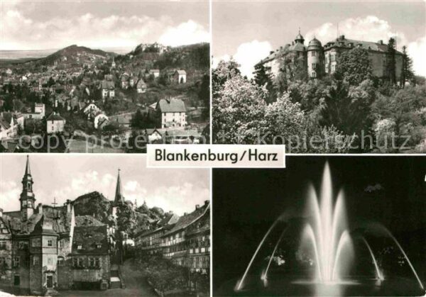 Blankenburg Bad Ortsansichten Schloss Fontäne Nachtaufn