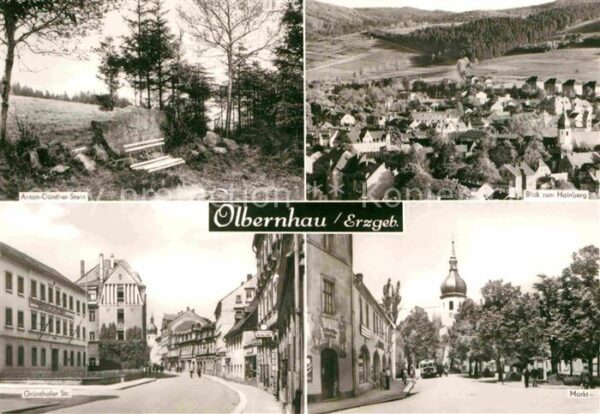 Olbernhau Erzgebirge Anton Günther Stein Denkmal Blick zum H