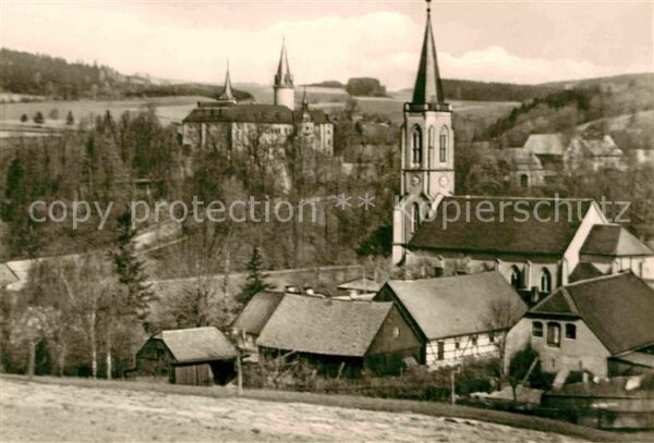 Neuhausen Erzgebirge Ortsansicht mit Kirche