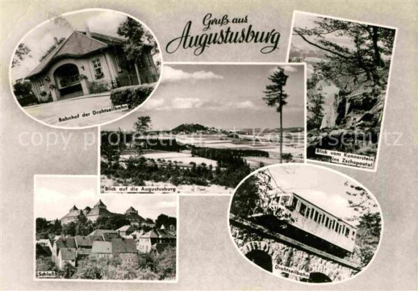 Augustusburg Bahnhof Drahtseilbahn Landschaftspanora