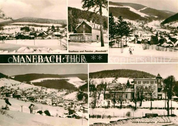 Manebach Winterpanorama Gasthaus Pension Moosbac