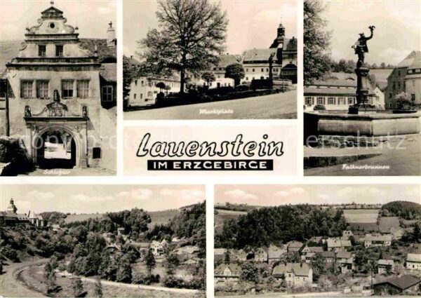 Lauenstein Erzgebirge Schlosstor Marktplatz Falknerbrunnen Te
