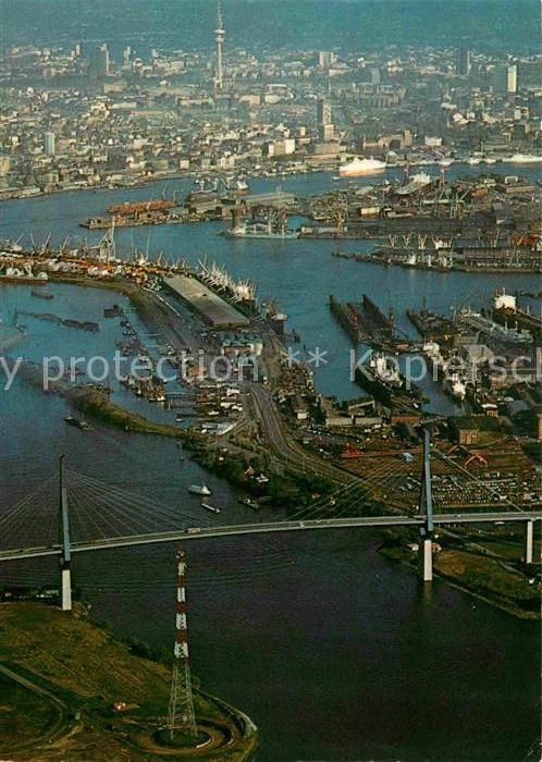 Hamburg Köhlbrandbrücke Fliegeraufnahme