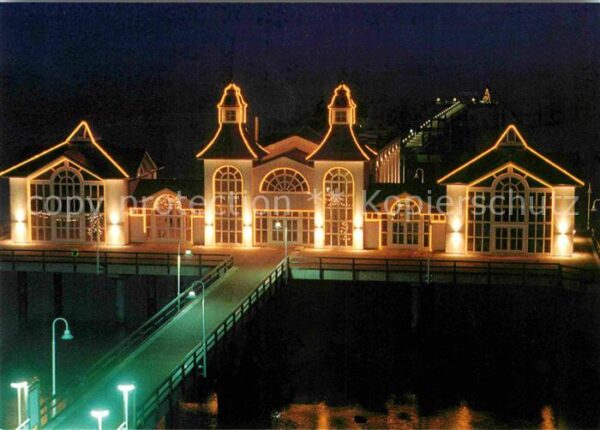 Sellin Ruegen Selliner Seebrücke bei Nacht