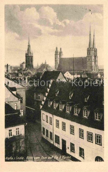 Halle Saale Blick vom Dom auf die fünf Türme