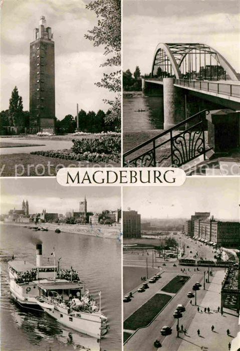 Magdeburg Aussichtsturm Kulturpark Dampfer Hermes