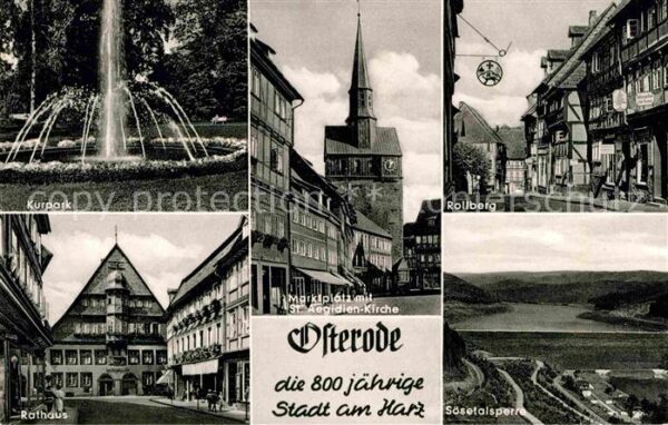 Osterode Harz Kurpark Marktplatz Aegidien Kirche Roll