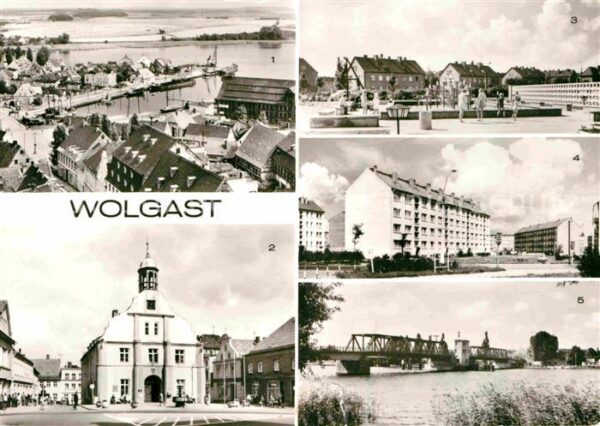 Wolgast Mecklenburg-Vorpommern Hafen Rathaus Springbrunnen Theo Neubau
