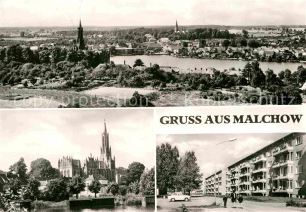 Malchow Panorama Kirche Strassenpartie