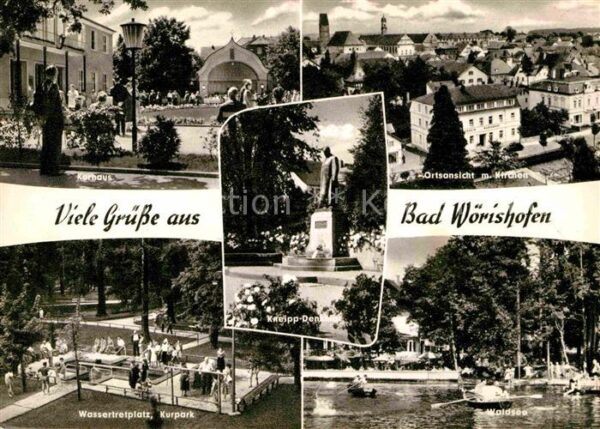 Bad Woerishofen Kurhaus Ortsblick mit Kirchen Wassertre