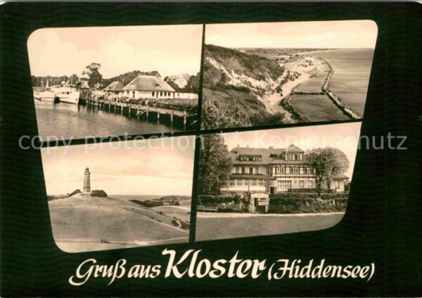 Kloster Hiddensee Schiffsanlegestelle Strand Leuchtturm H