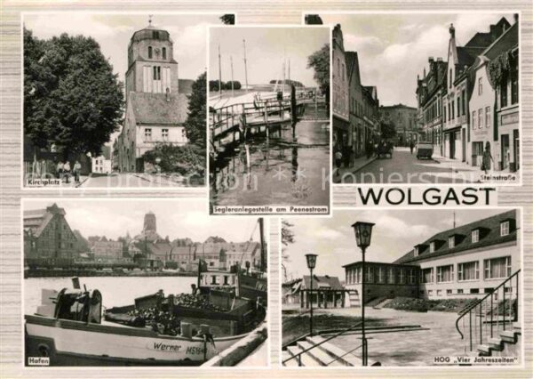 Wolgast Mecklenburg-Vorpommern Kirchplatz Segleranlegestelle am Peenes
