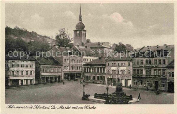 Sebnitz Blumenstadt Markt evangelische Kirche