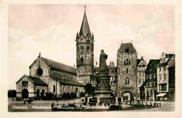 Eisenach Thueringen Nikolaikirche Nikolaitor Lutherdenkmal