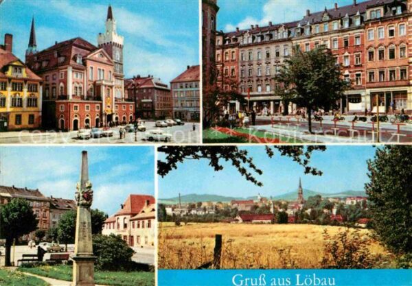 Loebau Sachsen Rathaus Bahnhofstraße Postmeilensäule P