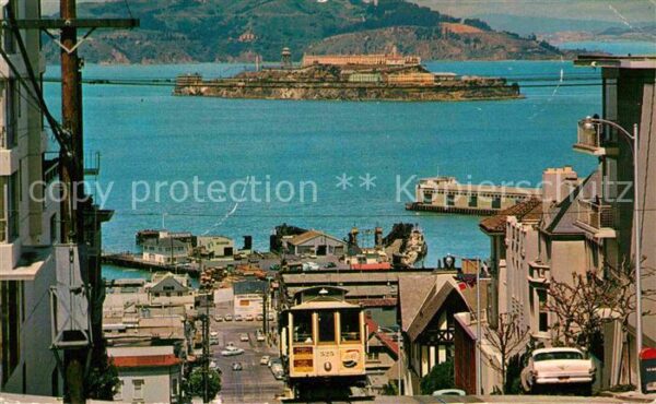 San Francisco California Cable Car on San Francisco Hill Alcatra
