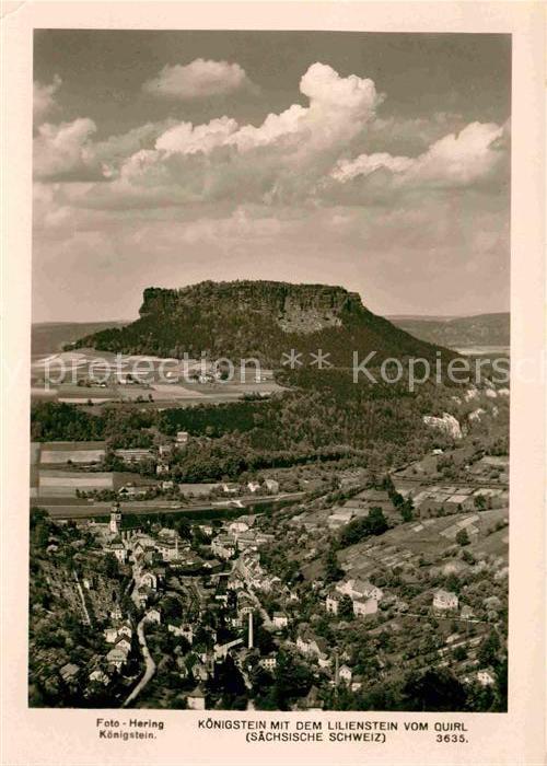 Koenigstein Saechsische Schweiz mit dem Lilienstein Tafelberg Elbsandst