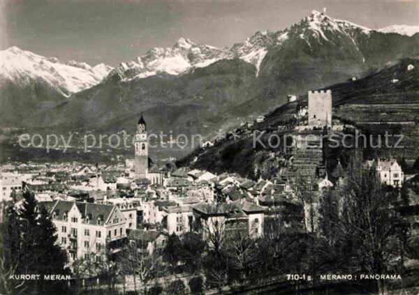 Merano Meran Stadtbild Kurort mit Kirche Burgruine T