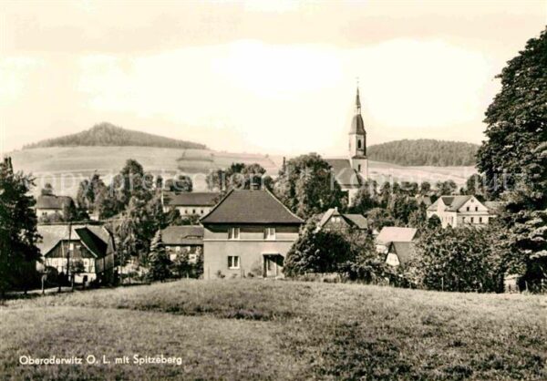 Oberoderwitz Ortsansicht mit Kirche Blick zum Spitze