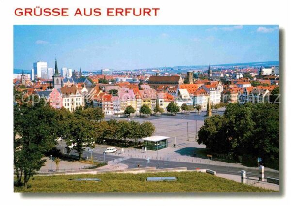 Erfurt Blick vom Petersberg auf den Domplatz