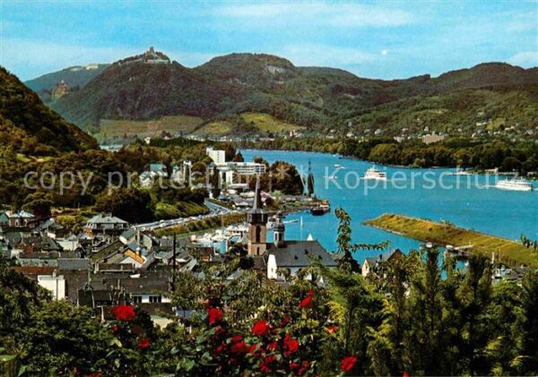 Oberwinter Rhein mit Drachenburg Petersburg und Drachenf