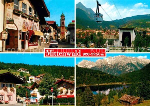 Mittenwald Bayern Ortsansicht Cafe Konditorei Fassadenmal