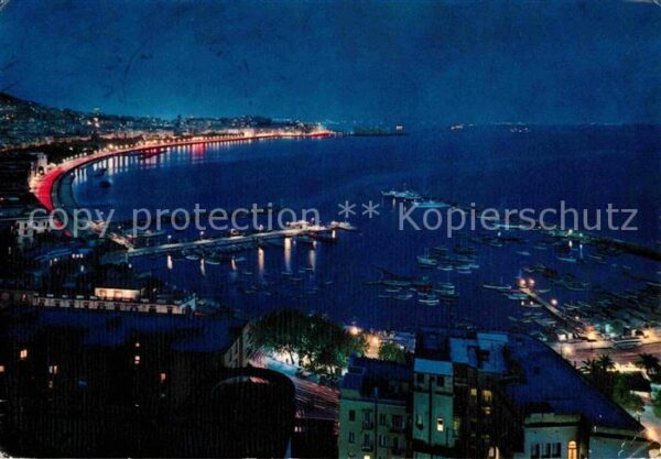 Napoli Neapel Notturno da via Petrarca Porto Hafen Na