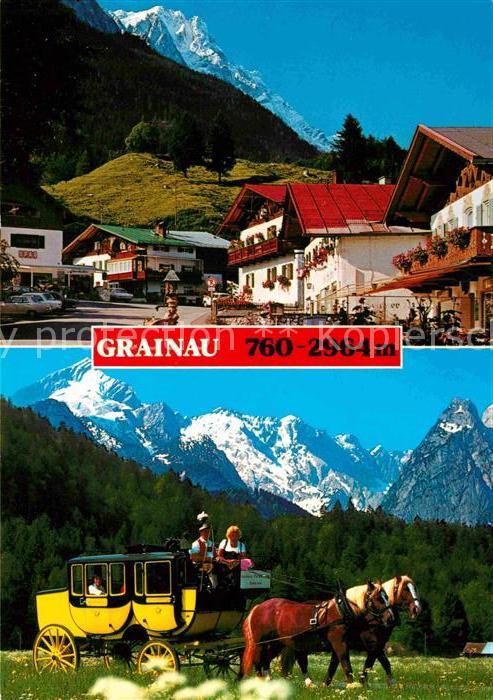 Grainau Dorfplatz Zugspitzdorf Postkutschenfahr