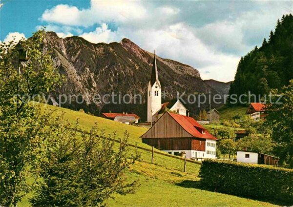 Tiefenbach Oberstdorf Ortsansicht mit Kirche Rubihorn Nebelho