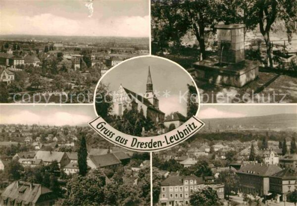 Leubnitz-Neuostra Teilansichten Brunnen Kirche