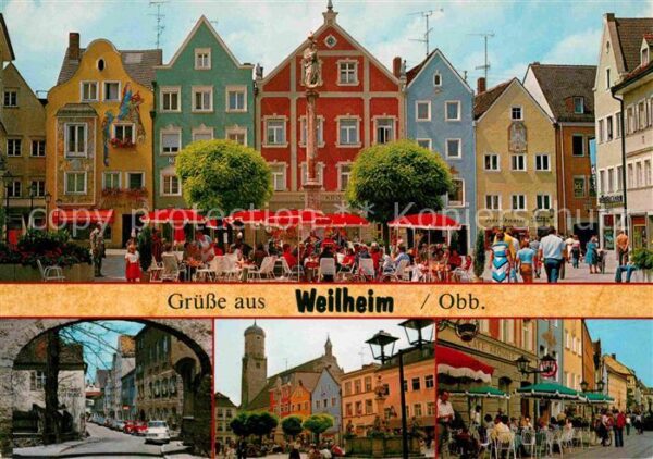 Weilheim Oberbayern Marienplatz Säule Fussgängerzone Altsta